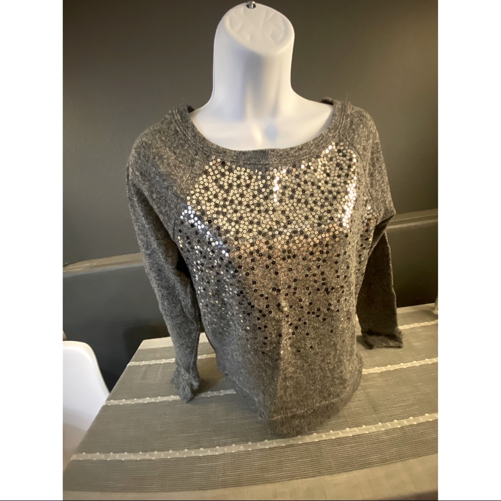 Socialite Sequin Sweater, Grey, XS